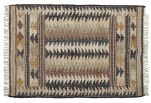 Indlæs billede til gallerivisning Jute Kelim rug, FIR, black, brown, beige