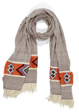 Indlæs billede til gallerivisning Tørklæde - Pashmina uld - Lilla med orange/lilla kant