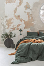 Indlæs billede til gallerivisning Sengetøjsæt i hør (2 -delt) - Forest green