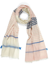 Indlæs billede til gallerivisning Tørklæde - Pashmina uld - Naturlig/sand/blå stribet