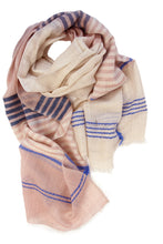 Indlæs billede til gallerivisning Tørklæde - Pashmina uld - Naturlig/sand/blå stribet