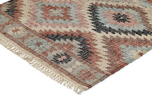 Indlæs billede til gallerivisning Jute Kelim rug PUEBLA rose/sierra/grey