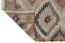 Indlæs billede til gallerivisning Jute Kelim rug PUEBLA rose/sierra/grey