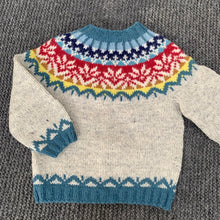 Indlæs billede til gallerivisning Håndstrikket børne cardigan i uld - Regnbue