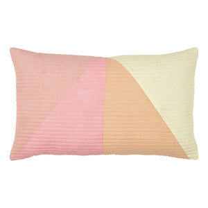 Quiltet Pudebetræk - TRIANGLE - Creme/koral/pink