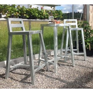 Galvaniseret Square Cafebord (sæt m. 2 barstole)