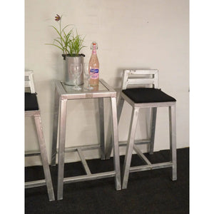 Galvaniseret Square Cafebord (sæt m. 2 barstole)