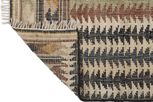 Jute Kelim rug, FIR, black, brown, beige