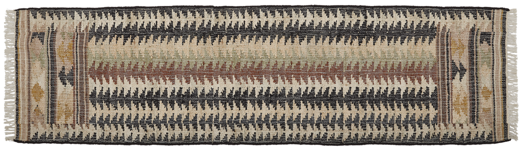 Jute Kelim rug, FIR, black, brown, beige