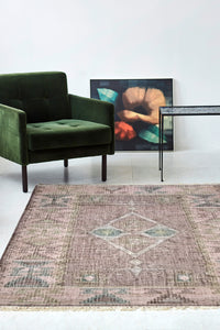 Jute Kelim rug, MUSCAT, cognac/green/rose