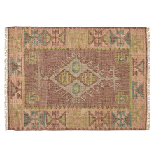 Indlæs billede til gallerivisning Jute Kelim rug, MUSCAT, cognac/green/rose
