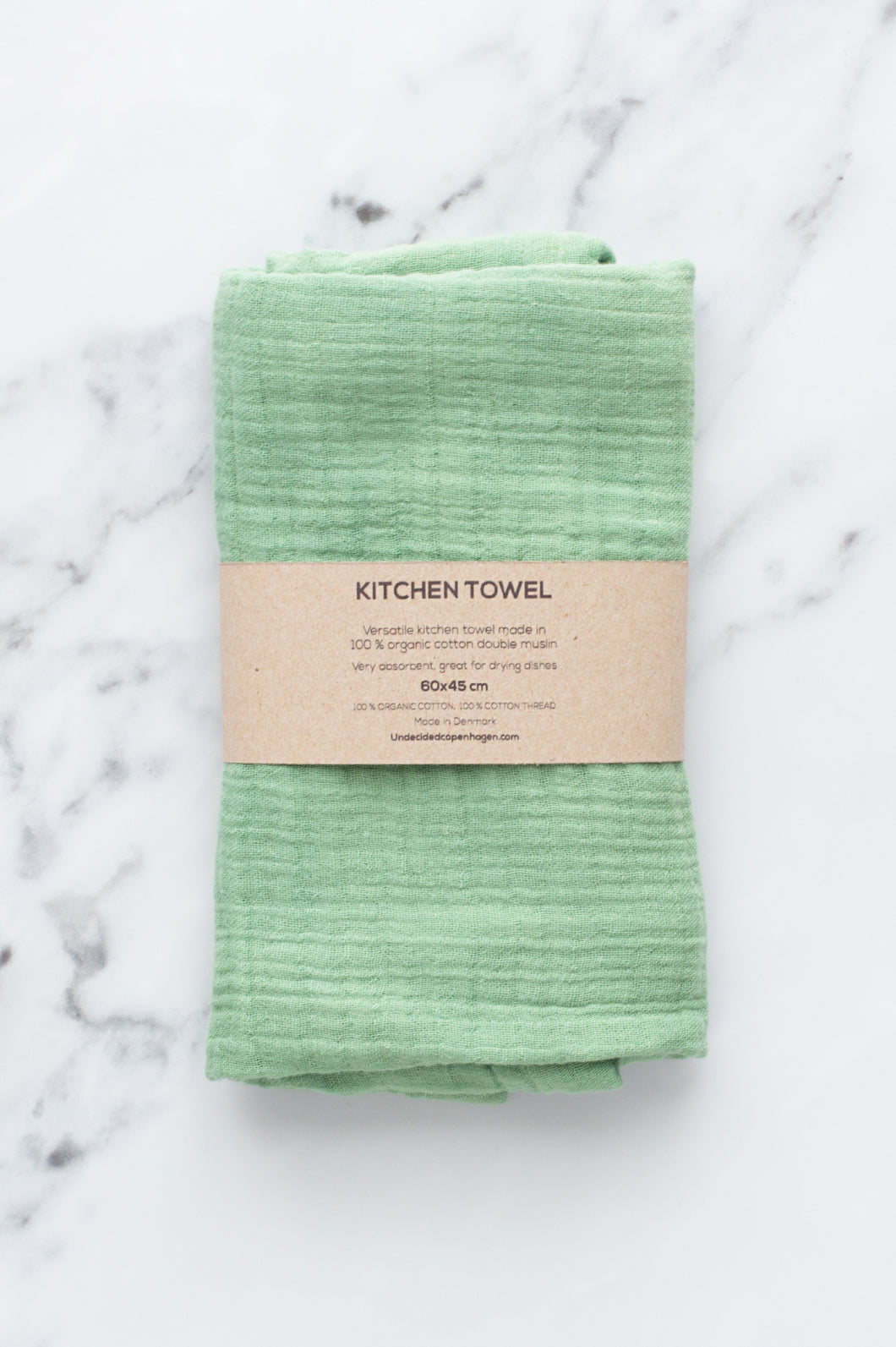 Light Green Organic Cotton Kitchen Towel Double Muslin