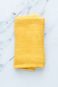 Mustard Yellow Organic Cotton Kitchen Towel Double Muslin