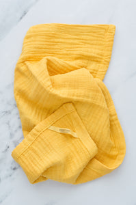 Mustard Yellow Organic Cotton Kitchen Towel Double Muslin