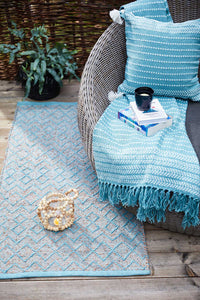 PET rug - BOUCLÉ - Aqua/tan