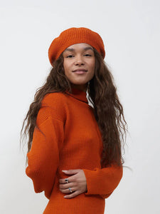 Petra Beret Hat - Orange Flame