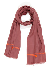 Indlæs billede til gallerivisning Tørklæde - Pashmina uld - Lyng med orange striber
