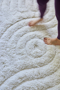 Shaggy woolen rug - SWIRL - Offwhite