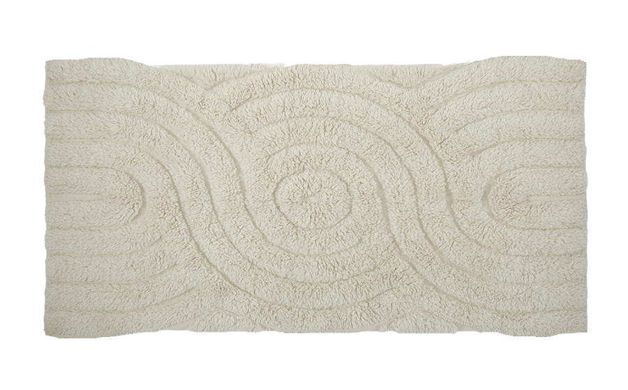 Shaggy woolen rug - SWIRL - Offwhite